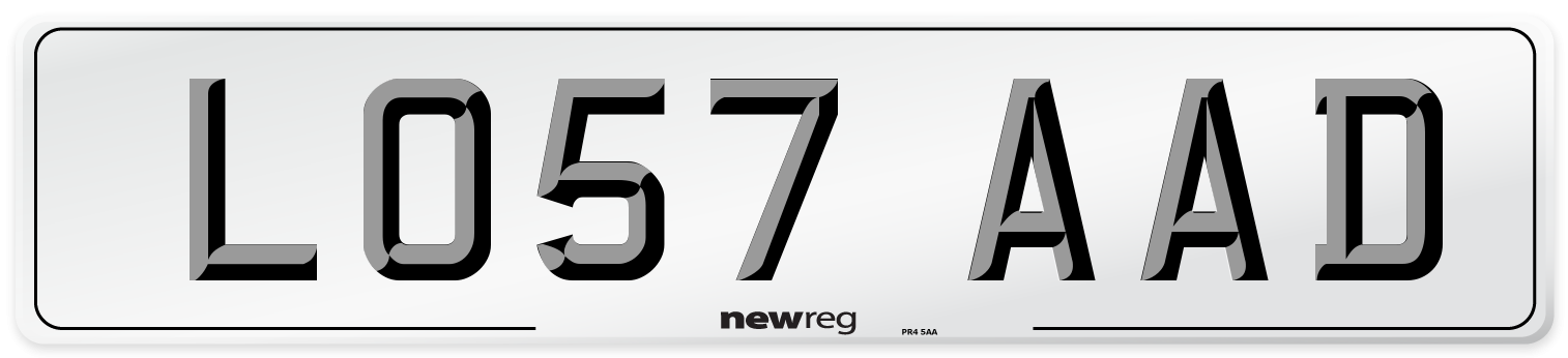 LO57 AAD Number Plate from New Reg